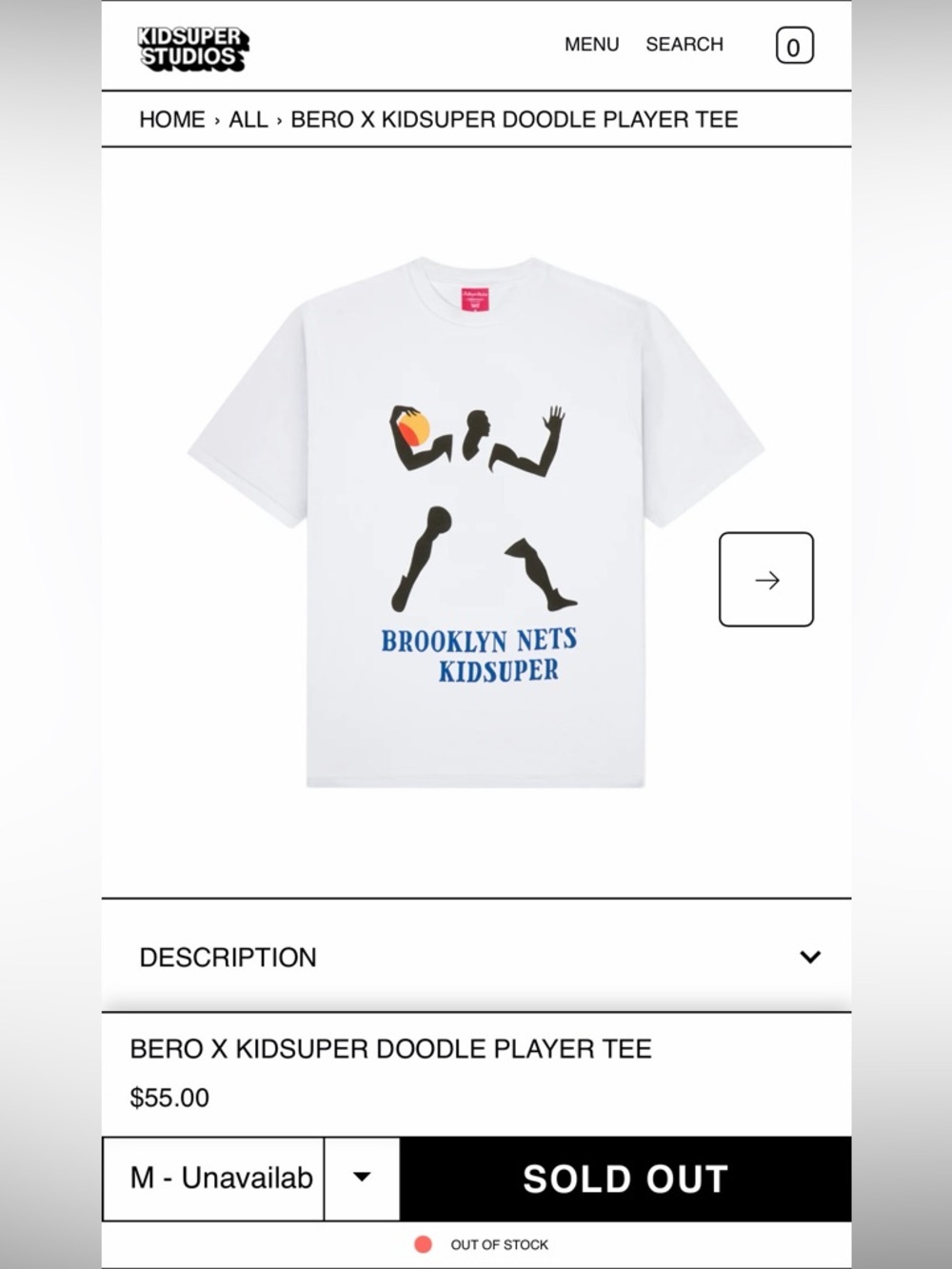 BERO x KIDSUPER Brooklyn Nets Doodle Player Tee - NWT - SOLD OUT